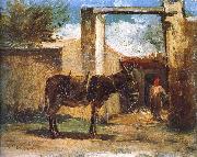 Camille Pissarro Farm before the donkey china oil painting reproduction